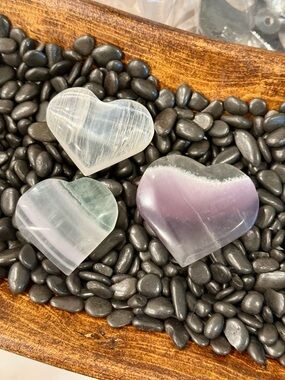Natural Fluorite & Selenite Heart Décor